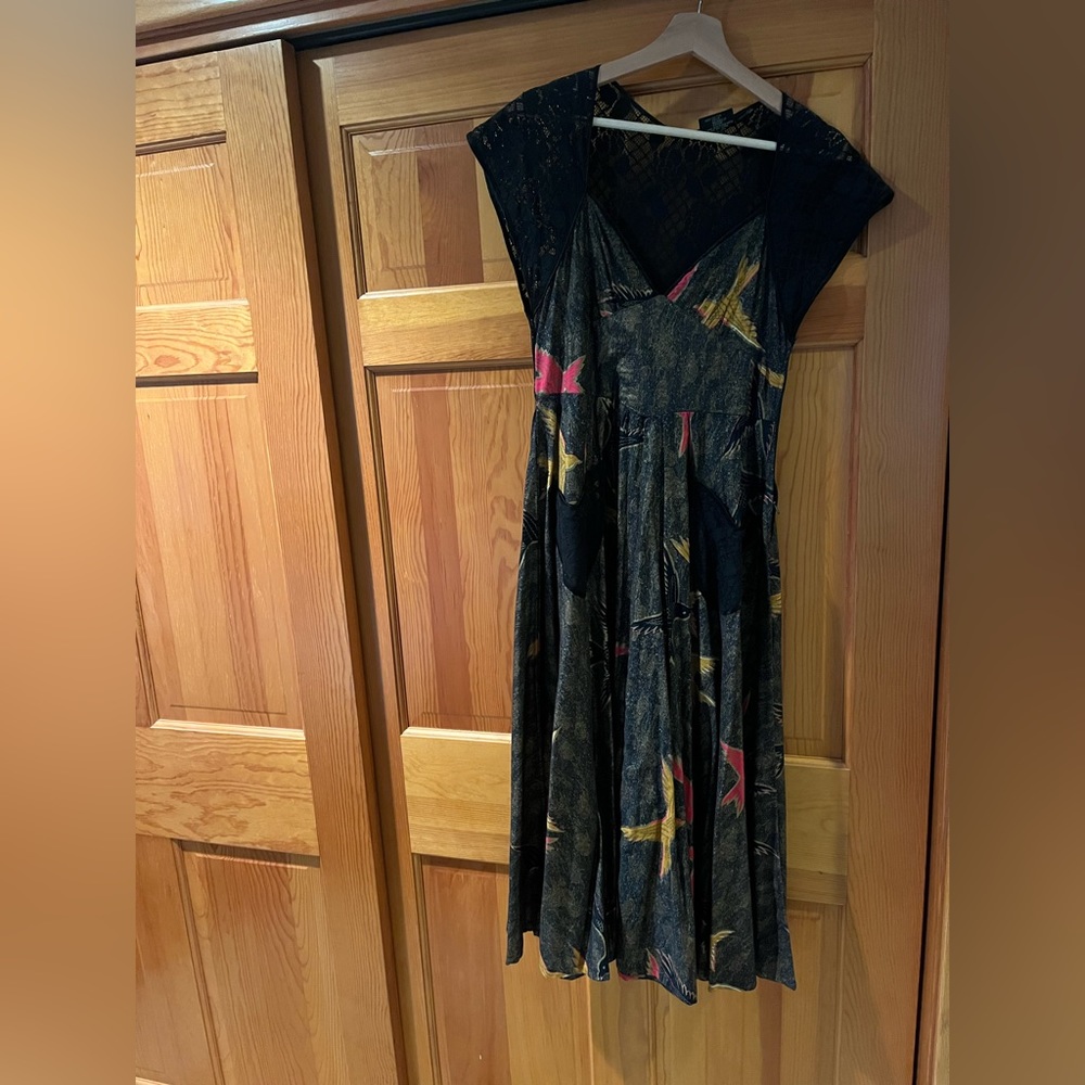 Vintage sweat heart dress with birds